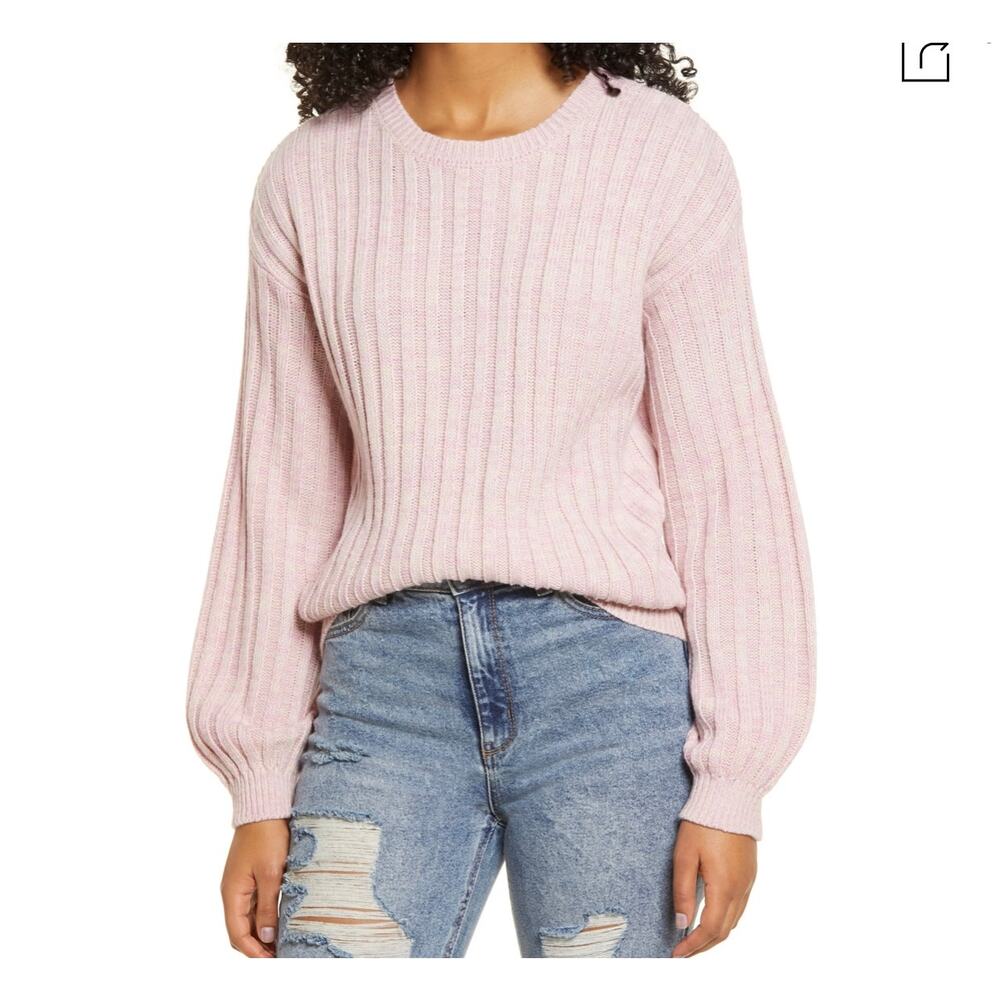 Blanknyc Heather Ribbed Crewneck Sweater lilac mist size XS NWT‎